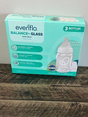 Evenflo Glass Baby Bottles 6 oz Set of 3 Classic Clear Sealed New